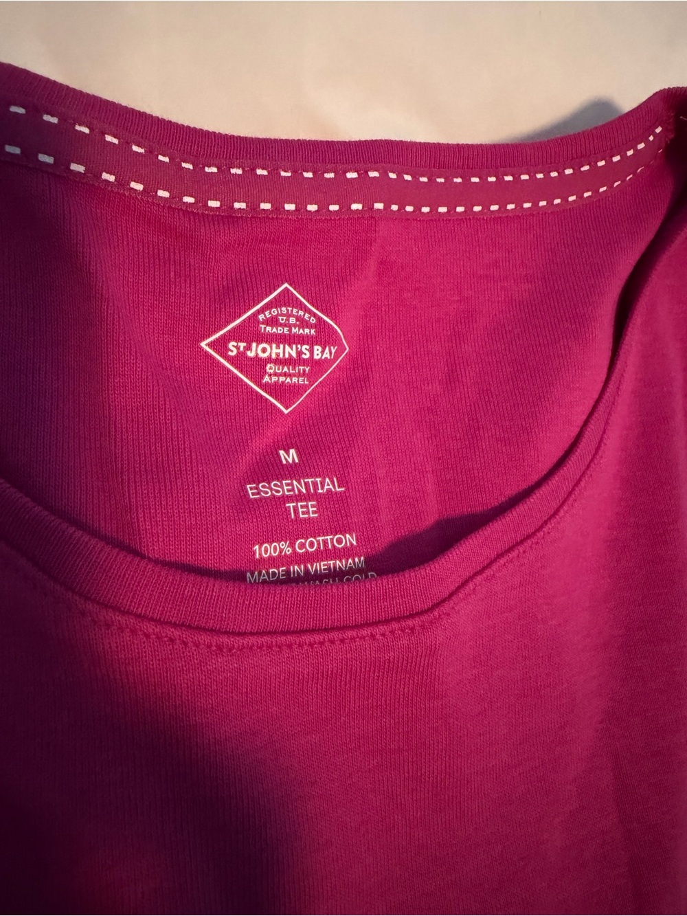 2 shirts. St. John's Bay Short Sleeve Crew Neck Top - Fuchsia & Green - Picture 3 of 8